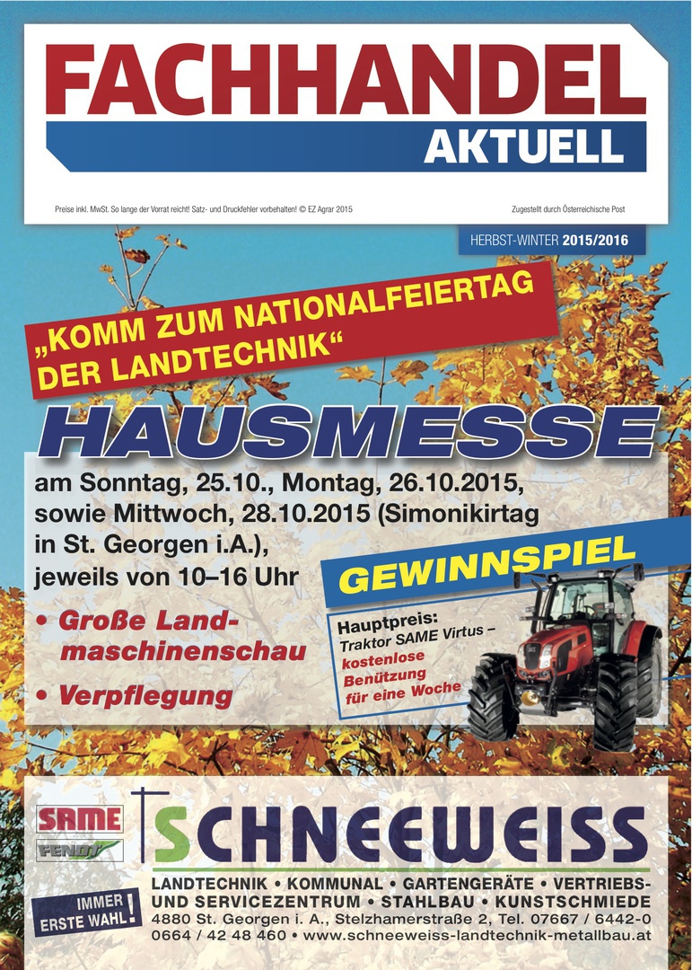Hausmesse, 25.10., 26.10. und 28.10.